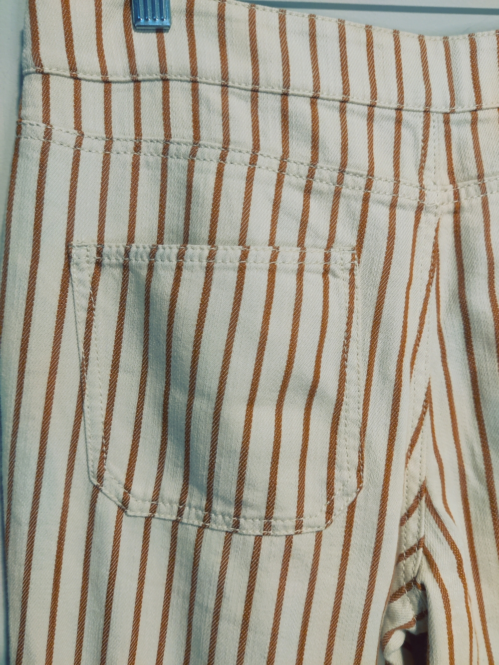 Anthropologie Cream and Brown Striped Pants